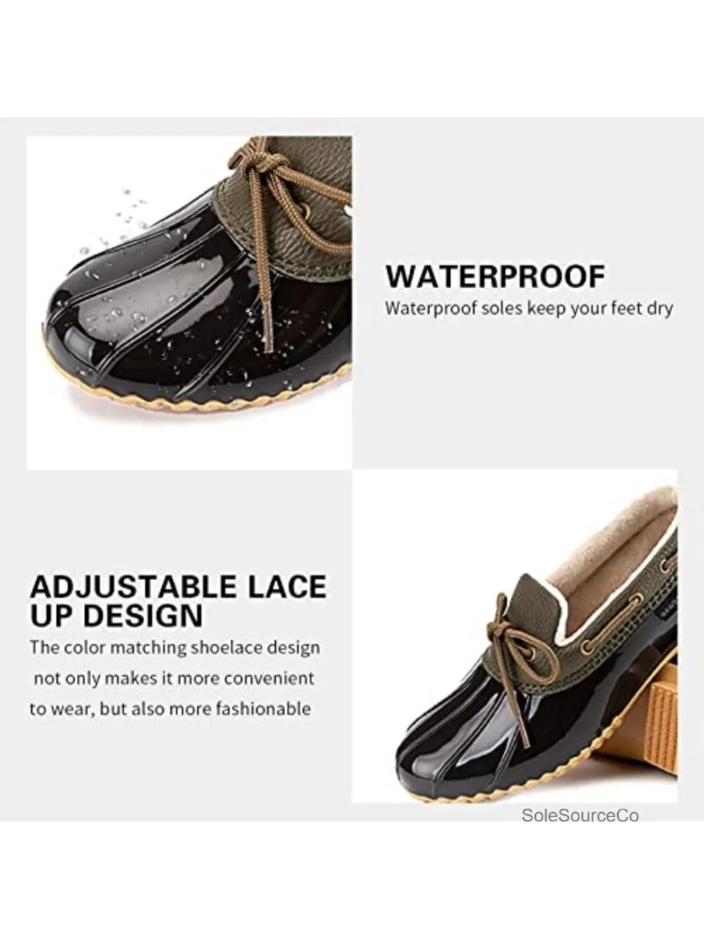 Waterproof Women's Duck Shoes - Slip On Ankle Rain Boots - Anti-Slip Garden